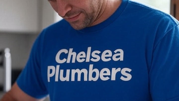 Emergency plumber working in West London flat at night